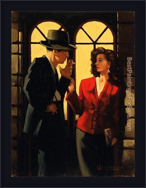 Framed Jack Vettriano night negotiations painting