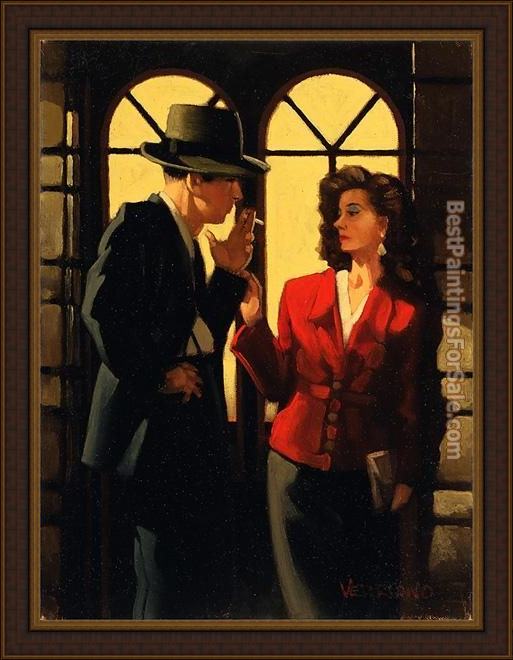 Framed Jack Vettriano night negotiations painting