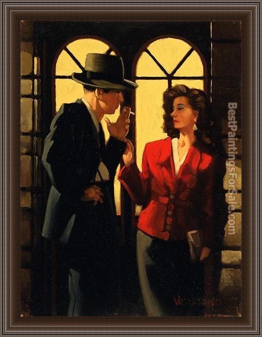 Framed Jack Vettriano night negotiations painting