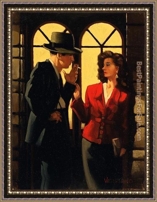 Framed Jack Vettriano night negotiations painting