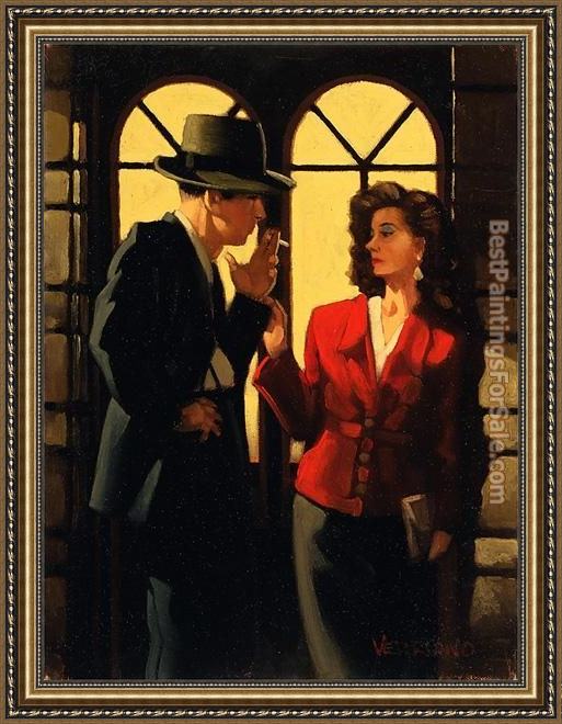 Framed Jack Vettriano night negotiations painting