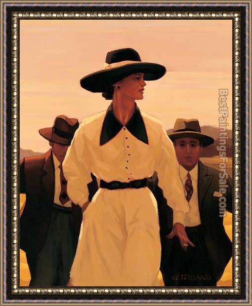 Framed Jack Vettriano woman pursued painting