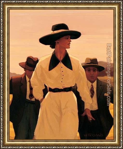 Framed Jack Vettriano woman pursued painting