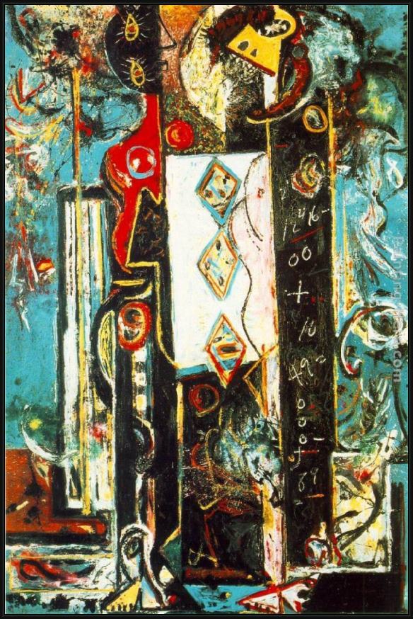 Framed Jackson Pollock male female painting