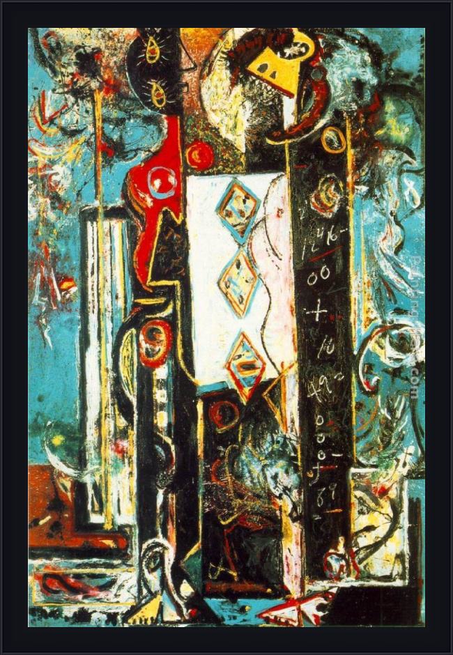 Framed Jackson Pollock male female painting