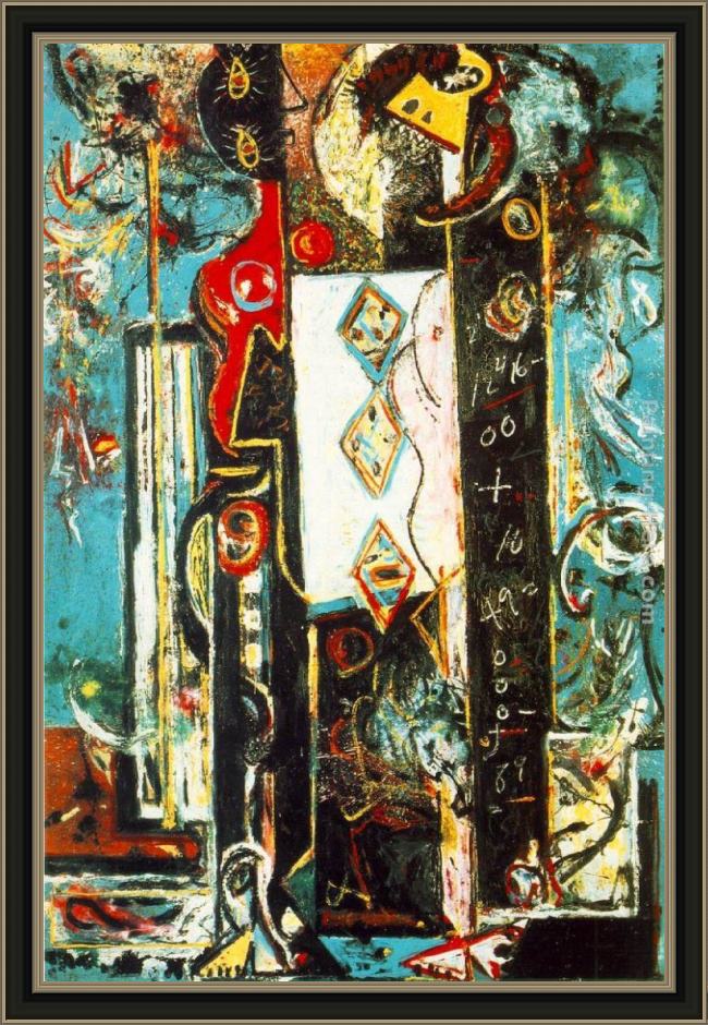 Framed Jackson Pollock male female painting