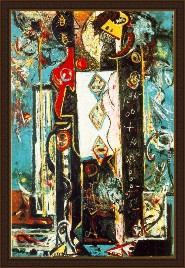 Framed Jackson Pollock male female painting