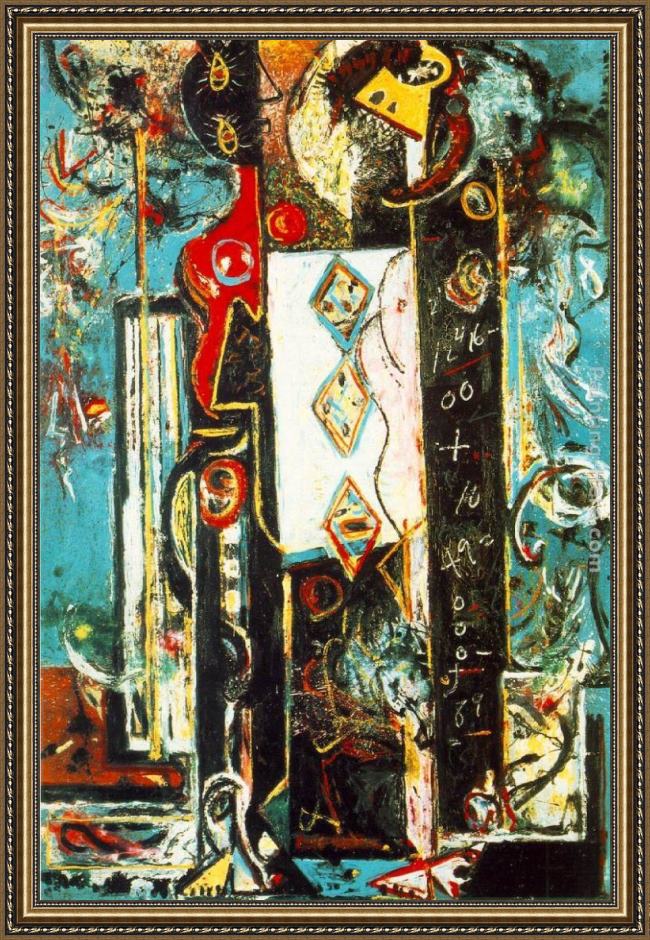Framed Jackson Pollock male female painting