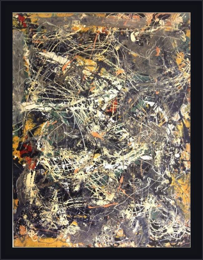 Framed Jackson Pollock untitled, c.1949 painting