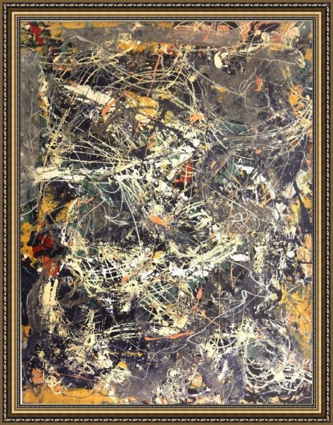 Framed Jackson Pollock untitled, c.1949 painting