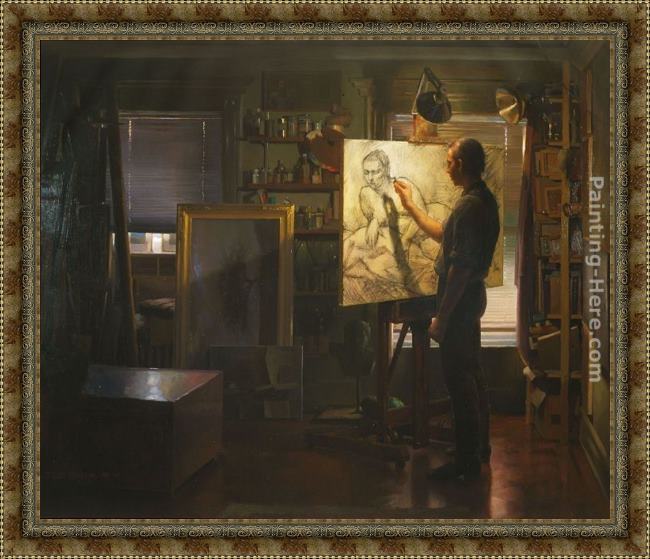 Framed Jacob Collins grimaldi in studio painting