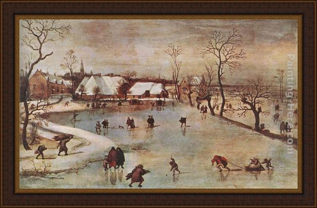 Framed Jacob Grimmer winter painting