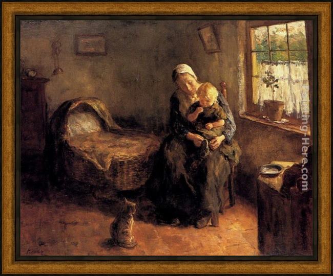 Framed Jacob Simon Hendrik Kever dressing the baby painting