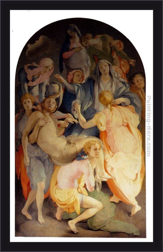 Framed Jacopo Pontormo deposition painting