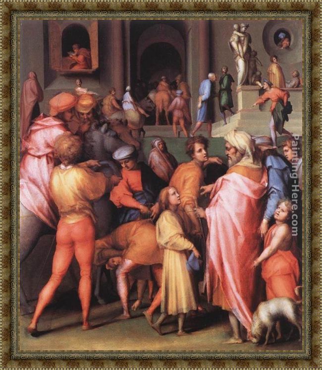 Framed Jacopo Pontormo joseph being sold to potiphar painting