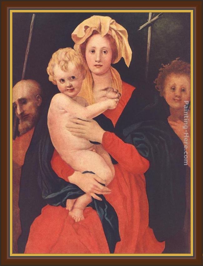 Framed Jacopo Pontormo madonna and child with st. joseph and saint john the baptist painting