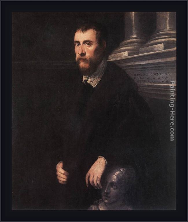Framed Jacopo Robusti Tintoretto portrait of giovanni paolo cornaro painting