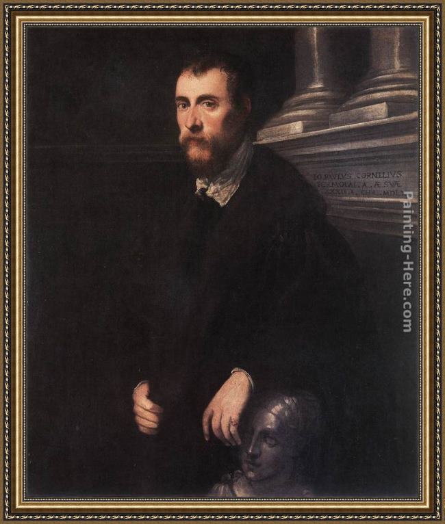 Framed Jacopo Robusti Tintoretto portrait of giovanni paolo cornaro painting