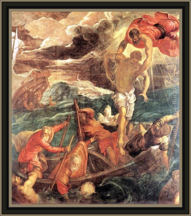 Framed Jacopo Robusti Tintoretto st. mark saving a saracen from shipwreck painting