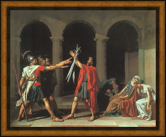 Framed Jacques-Louis David the oath of the horatii painting