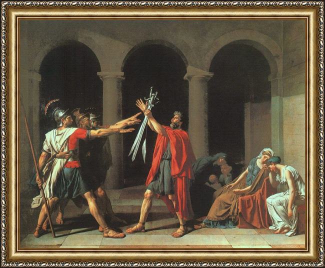 Framed Jacques-Louis David the oath of the horatii painting