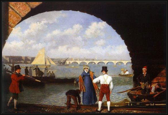 Framed Jacques Laurent Agasse landing at westminster bridge painting