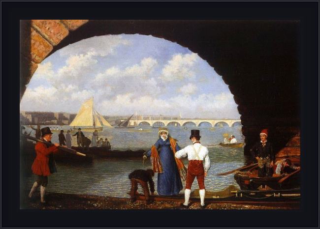 Framed Jacques Laurent Agasse landing at westminster bridge painting