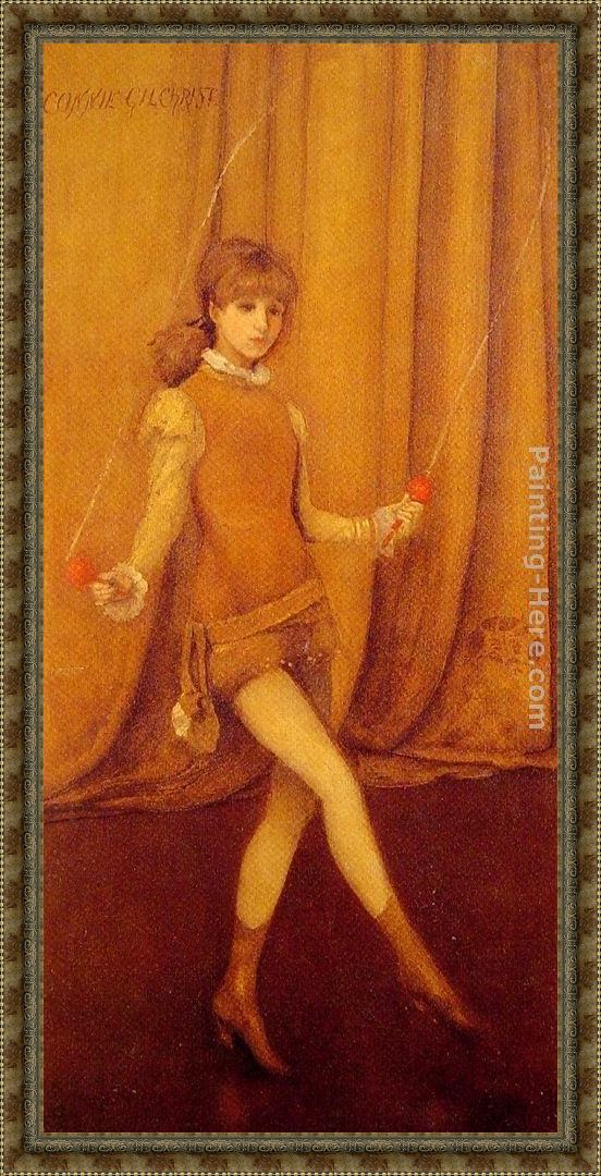 Framed James Abbott McNeill Whistler harmony in yellow and gold the gold girl connie gilchrist painting