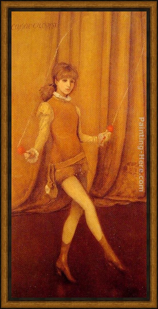 Framed James Abbott McNeill Whistler harmony in yellow and gold the gold girl connie gilchrist painting