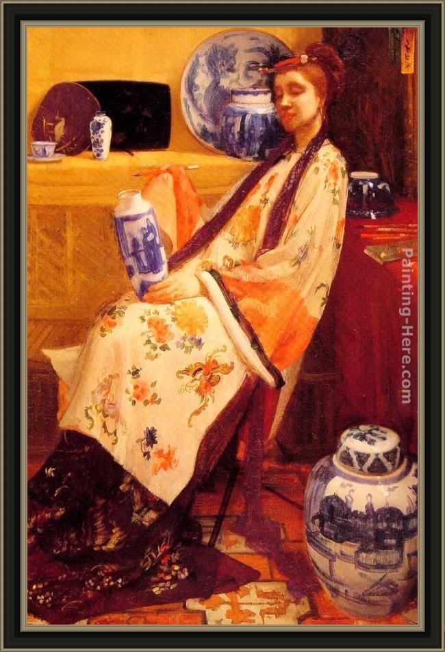 Framed James Abbott McNeill Whistler purple and rose the lange leizen of the six marks painting