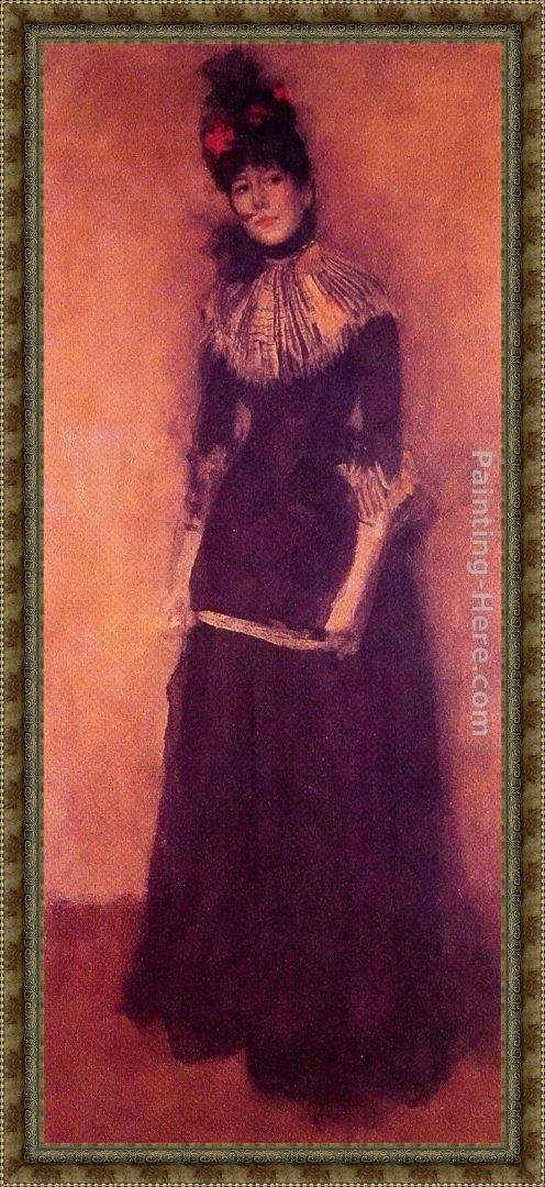 Framed James Abbott McNeill Whistler rose et argent la jolie mutine painting