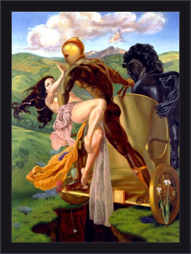 Framed James Childs rape of persephone painting