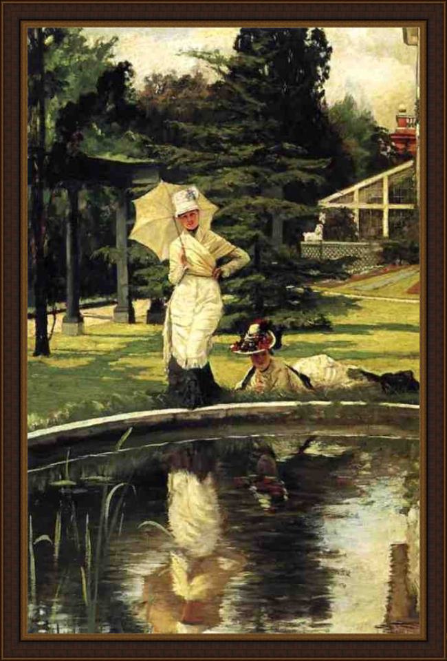 Framed James Jacques Joseph Tissot in an english garden painting