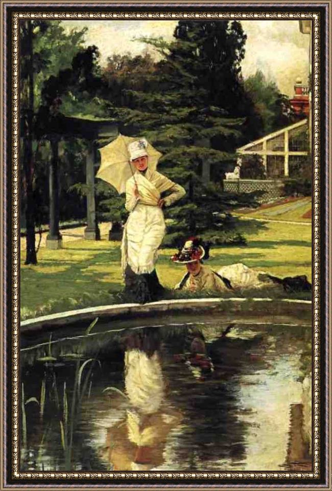 Framed James Jacques Joseph Tissot in an english garden painting