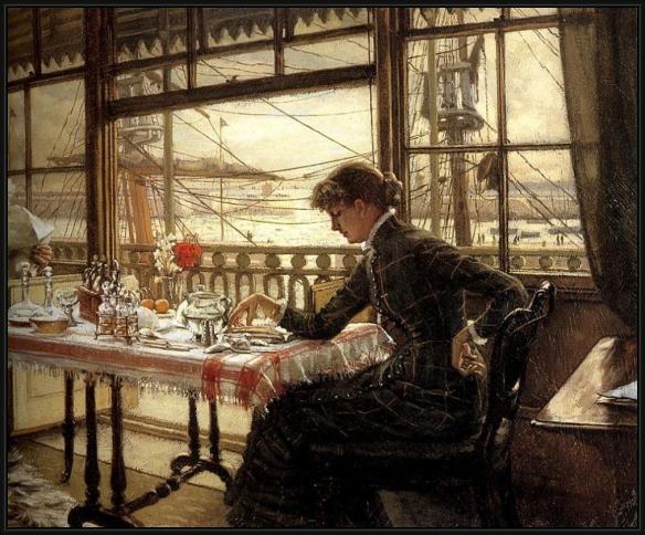 Framed James Jacques Joseph Tissot room overlooking the harbour painting