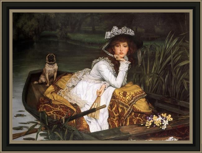 Framed James Jacques Joseph Tissot young lady in a boat painting