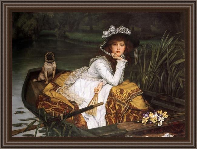 Framed James Jacques Joseph Tissot young lady in a boat painting