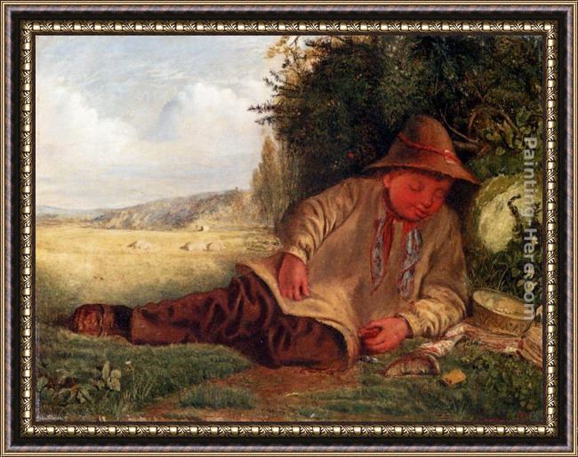 Framed James Smetham afternoon rest painting