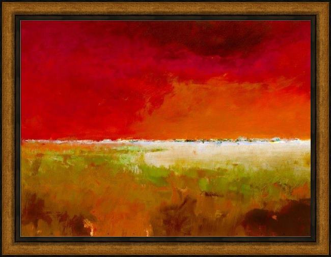 Framed Jan Groenhart incredibly red painting
