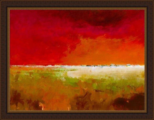 Framed Jan Groenhart incredibly red painting