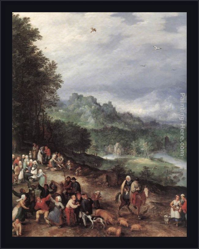 Framed Jan the elder Brueghel a flemish fair (detail) painting