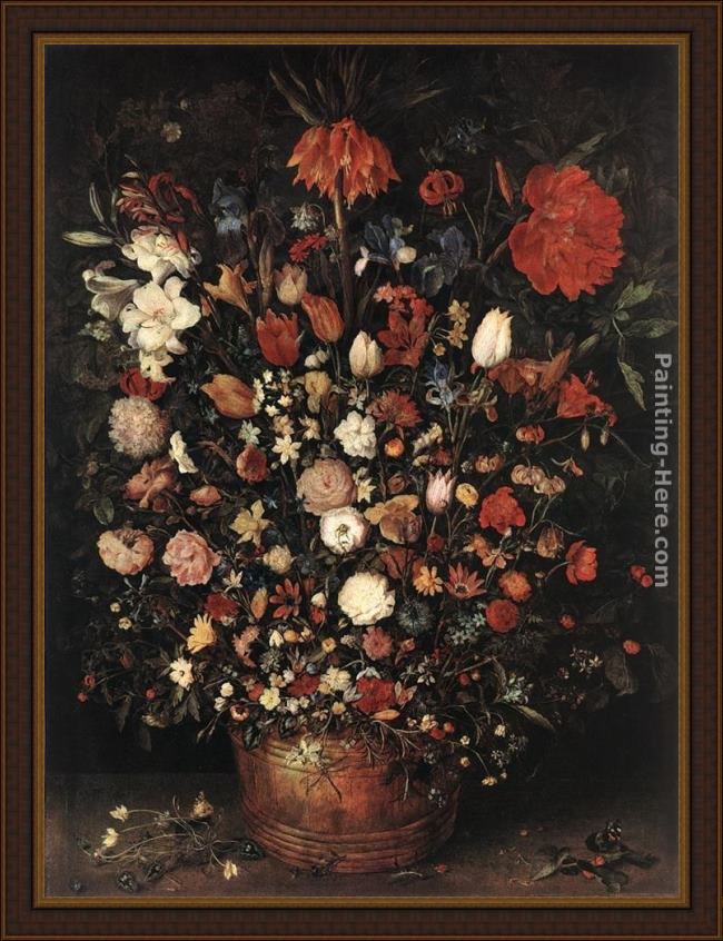 Framed Jan the elder Brueghel the great bouquet painting