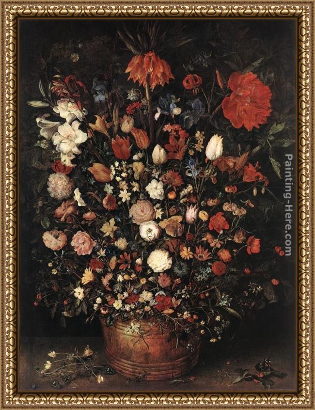 Framed Jan the elder Brueghel the great bouquet painting
