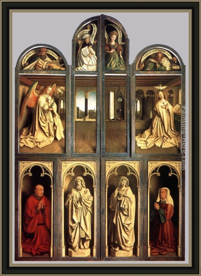 Framed Jan van Eyck the ghent altarpiece (wings closed) painting