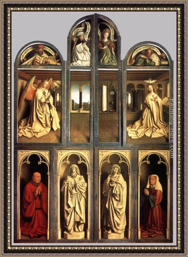 Framed Jan van Eyck the ghent altarpiece (wings closed) painting