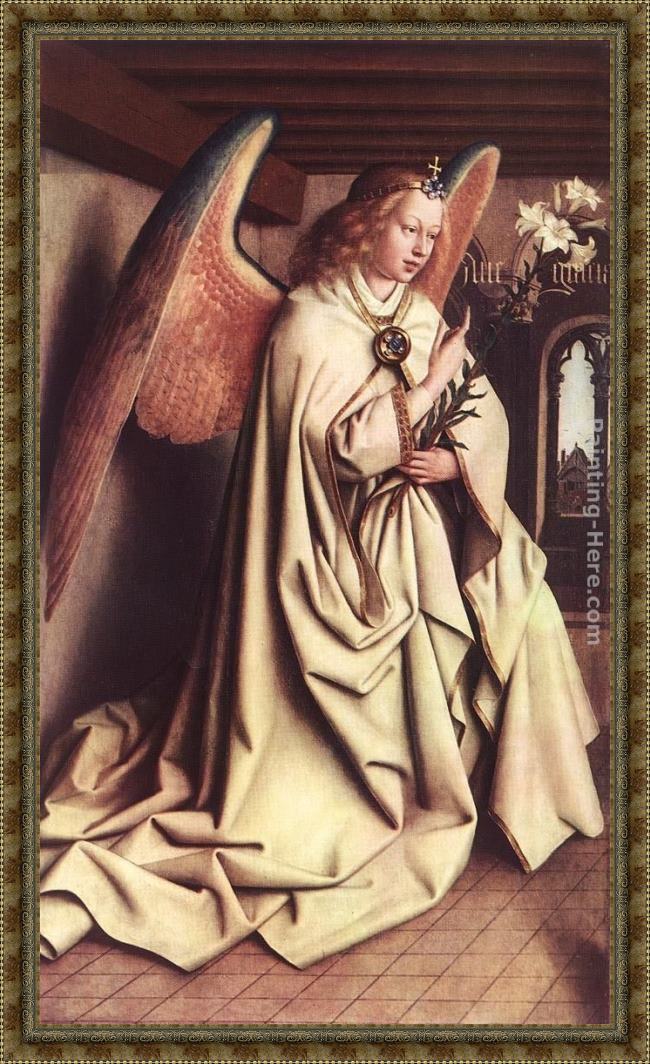 Framed Jan van Eyck the ghent altarpiece  angel of the annunciation painting