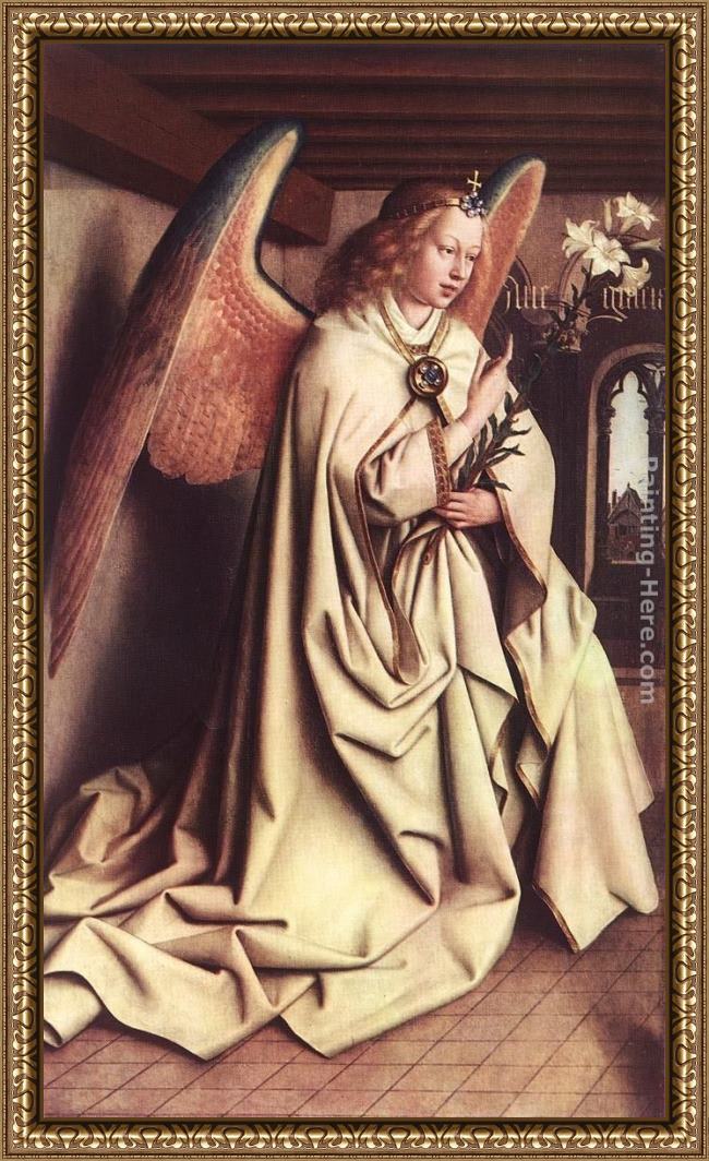 Framed Jan van Eyck the ghent altarpiece  angel of the annunciation painting