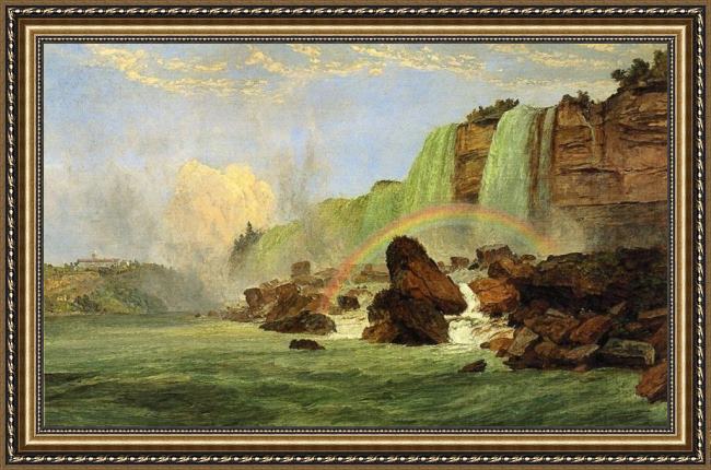 Framed Jasper Francis Cropsey niagara falls with view of clifton house painting