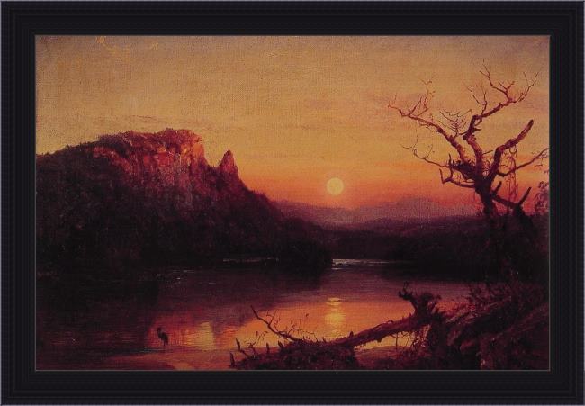 Framed Jasper Francis Cropsey sunset,eagle cliff,new hampshire painting