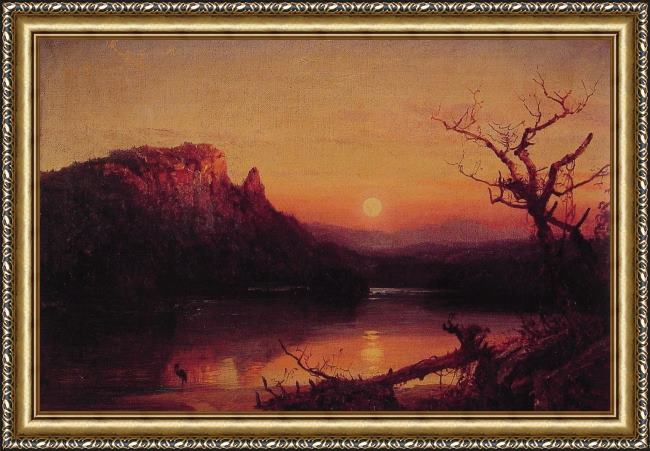 Framed Jasper Francis Cropsey sunset,eagle cliff,new hampshire painting